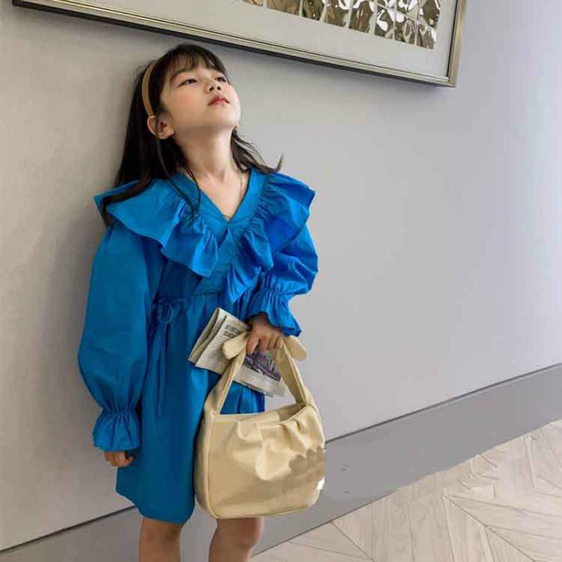 

2020 Autumn New Arrival Girls Long Sleeve Dress Kids Cotton Dresses Korean Design Dress, Black