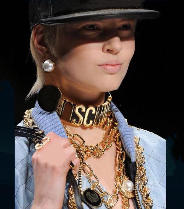 

Women Hip Hop Leather Metal Necklaces Brand Jewellery Necklaces Fashion Party accessories, Golden;silver