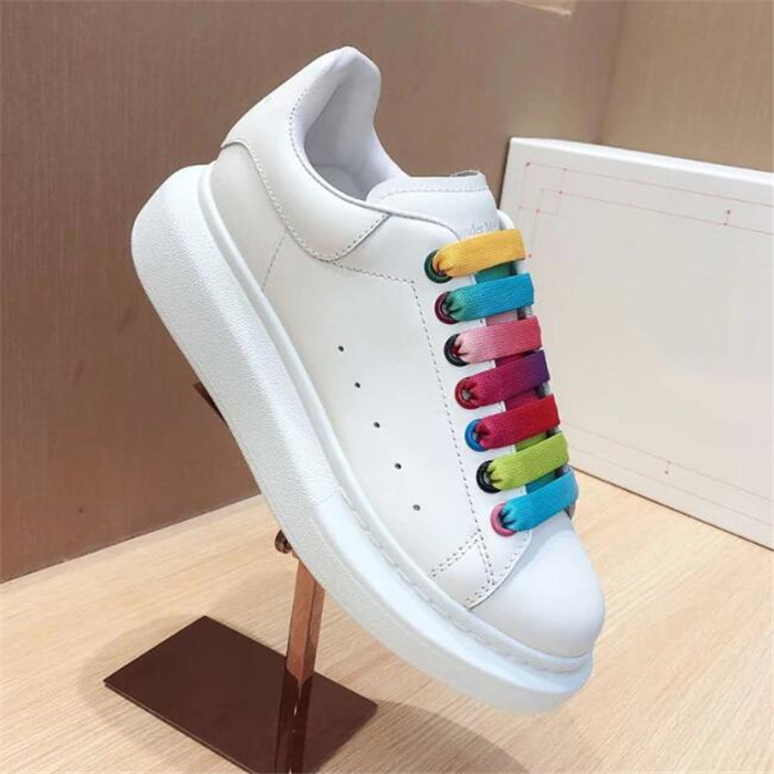 

Top Quality Womens White Running Shoes Mens Leather Platform Sneakers Flat Casual Wedding Shoes Suede Sports Sneaker Size 34-45 No Box