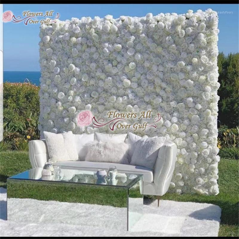 

3D Artificial Flower Wall And Fake Flowers Row White Wedding Background Decoration GY725 DIY1