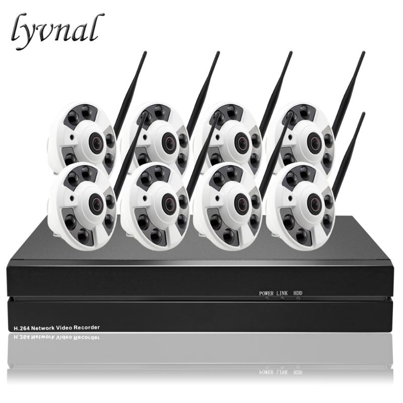 

LYVNAL 5mp 8ch fisheye lens wifi camera kit h.265 sony uhd 5mp wireless Surveillance camera system 8ch nvr wifi kit