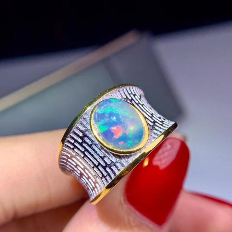 

100% Real and Natural The Best Gift For your girl Friend Natural Real Opal Ring 925 sterling silver Fine jewelry Opal Ring