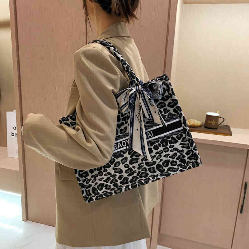 

76% OFF bag Minority light luxury leopard pattern old flower tote capacity shopping one shoulder handbagN0D7 bag, Sky blue