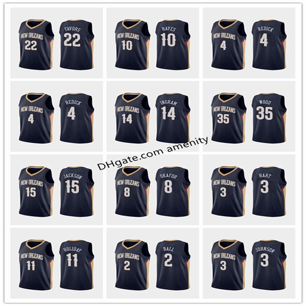

men New Orleans Pelicans Holiday 23 Davis 21 Miller basketball jerseys Jrue Anthony Darius navy icon jersey, Black