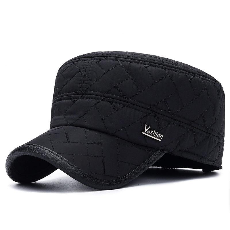 

2020 Spring Winter Flat Cap Thick Warm Men's Army Hat With Ear Protection Cold-proof Earmuffs Caps For Middle-aged Men, Blue