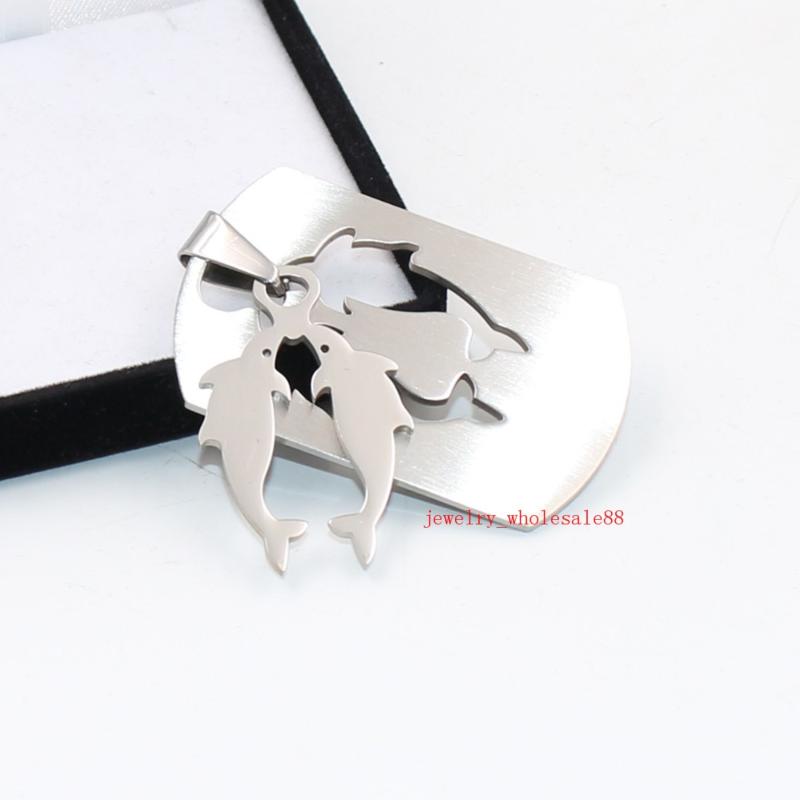 

New style Lot of 5pcs in bulk Jewelry Finding Stainless steel Romantic dolphins Pendant Charms Necklace No chain