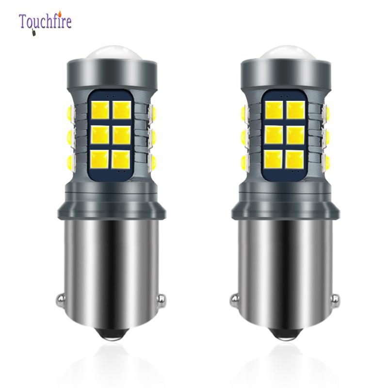 

2PCS 1156 BA15S P21W LED T20 7440 W21W 7443 WY21W T15 W16W Canbus Car Bulb 27LED 3030SMD With lens Reverse DRL Light Wholesale, As pic