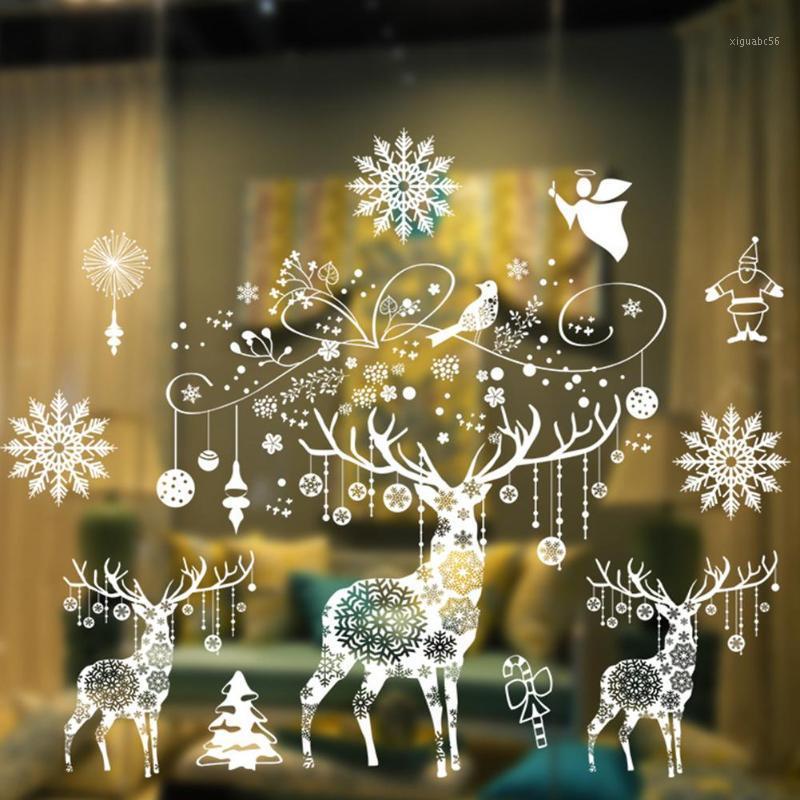 

72*54CM Christmas Non-Glue Electrostatic Sticker Window Clings Decal Stickers Christmas Winter Wonderland Decorations Ornaments1