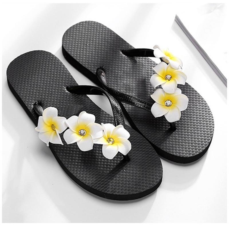 

Women Slippers Summer Beach Sandal Slippers Fashion Flower Beach Anti-skid Outdoor Slides Flip Flops Ladies Shoe1, Beige