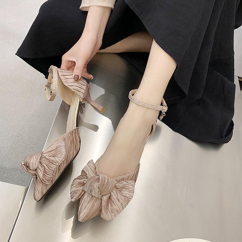 

2020 Spring Summer Sexy Ladies High Heels Women Party Shoes Pointed toe Fashion Pumps Butterfly Knot Women Thin Heels 6cm A2252, Black
