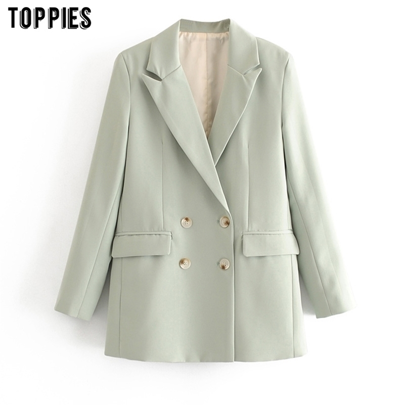 

toppies summer green thin blazer office ladies suit jacket womens formal blazzer double breasted coat 201114