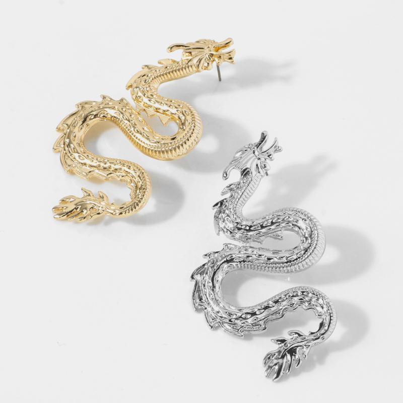

Dragon - shaped high - grade metal earrings creative unique design popular earrings exaggerated temperament jewelry dance party