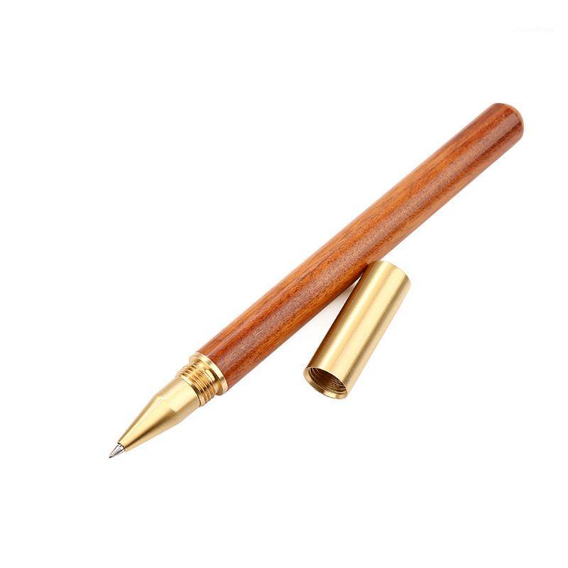 

Ballpoint Pens Vintage Wood Body Pen Ball Brass Roller Metal Cap M17F, Blue;orange