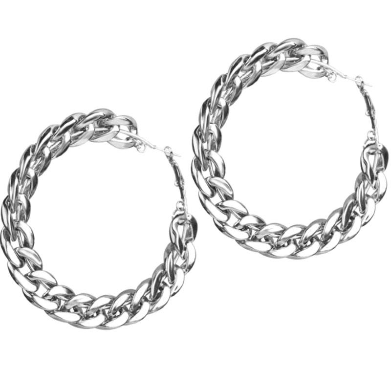 

Hoop & Huggie Canner Design Vintage Chain Earrings For Women Girls Big Gold Round Earring Brincos Jewelry Female Fashion Accessories