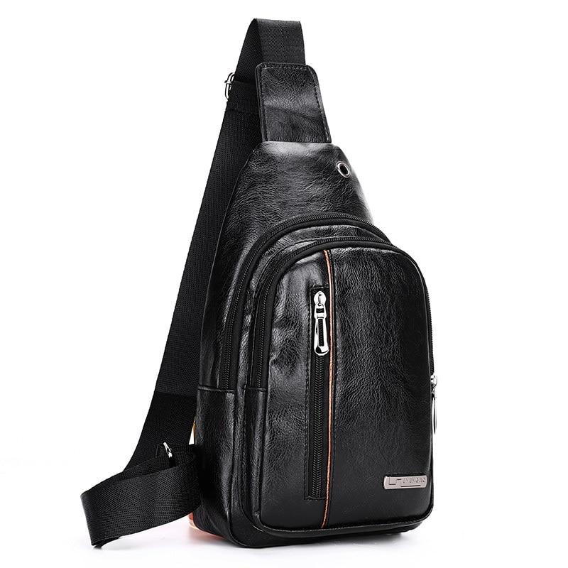 

Brand Messenger Bag Leather Men Chest Bag Vintage Crossbody Shoulder New Men's Business Sling Bags Male Casual Chest Pack, Sky blue