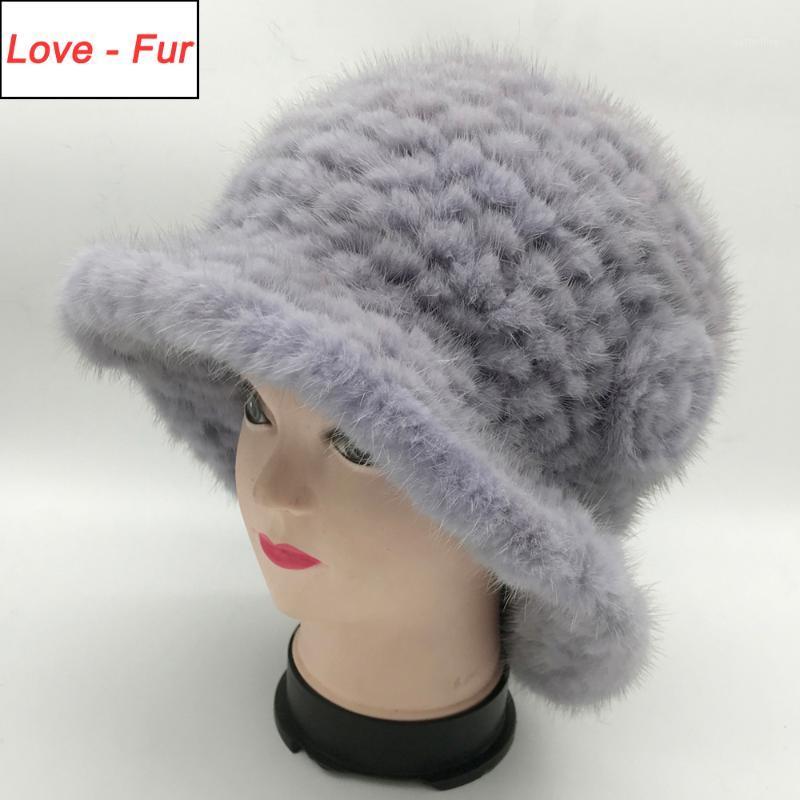 

New Knitted Lady Real Hat Women Winter Warm Genuine Beanies Cap Luxury Casual Handmade Natural Caps1, Color 5