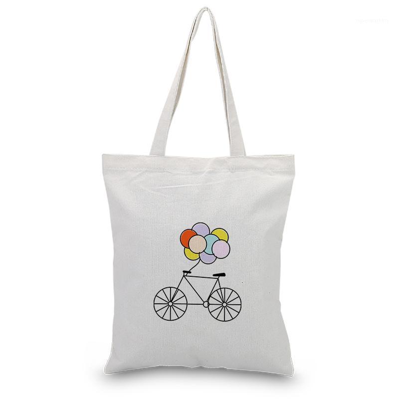 

Handbags Canvas Tote Shoulder Bags Cartoon Bike Custom Print Daily Use DIY Shopping Bag Eco Reusable Recycle1, Sky blue