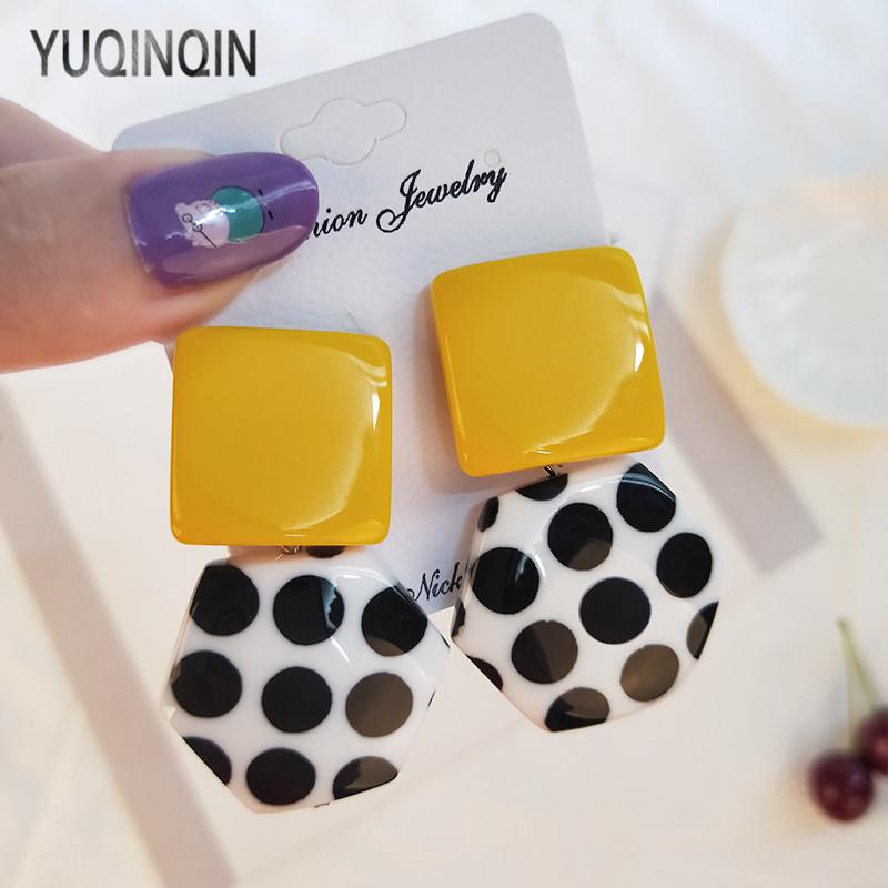 

Vintage Big/Acrylic/Drop/Long Earrings for Women Statement Elegant Resin Spot Summer Earrings Fashion Jewelry Dangle Brincos