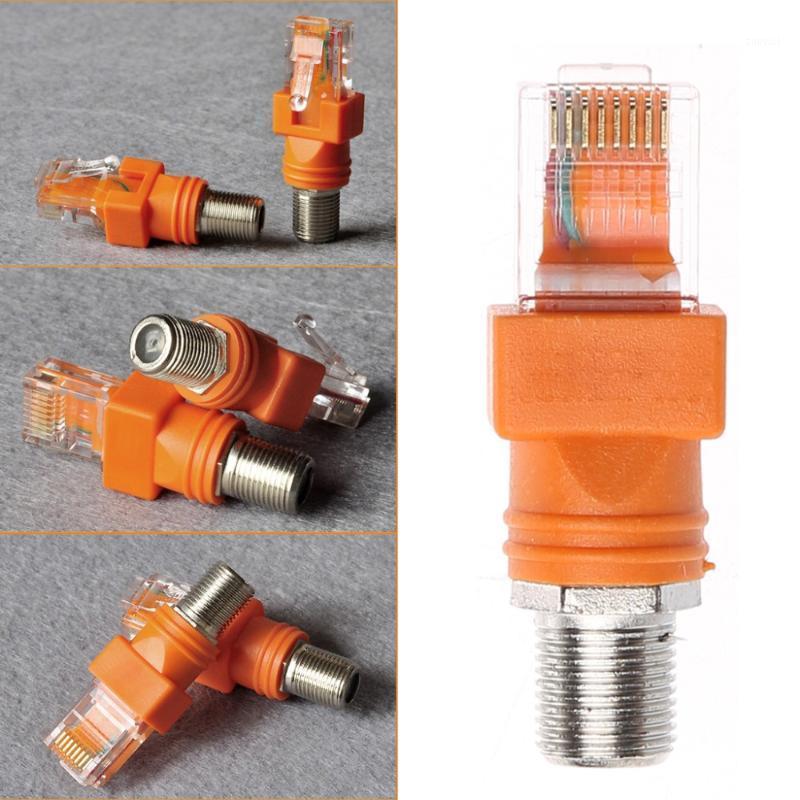 

1Pc Orange F Female To RJ45 Male Coaxial Barrel Coupler Adapter RJ45 To RF Connector Converter Adapters High Quality1