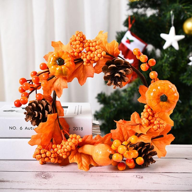 

35/40cm Halloween Autumn Thanksgiving Pumpkin Wreath Wall Door Window Hanging Garland Home Decoration