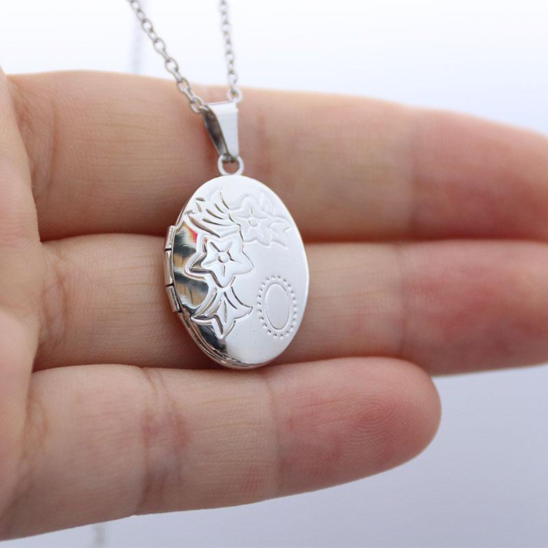

1pc DIY Star Flower Shell Photo Frame Pendant Necklace Stainless Steel Charm Locket Necklaces Women Men Fashion Memorial Jewelry