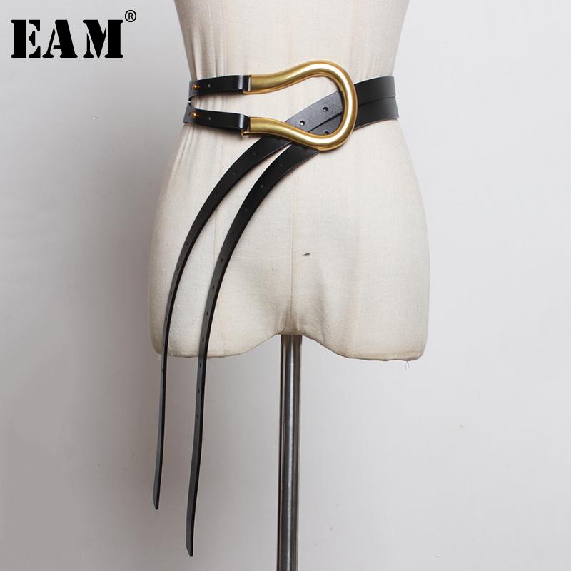 

EAM] Pu Leather Black Multicolor Long Wide Leg Belt Personality Women New Fashion Tide All-match Spring Autumn 2020 1K755