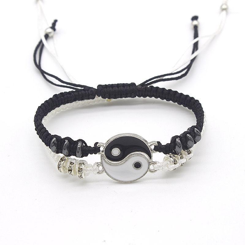 

2 Piece Set Of Black And White Bracelet Chinese Style Retro Tai Chi Alloy Accessories Hand Woven Rope Friendship Jewelry1