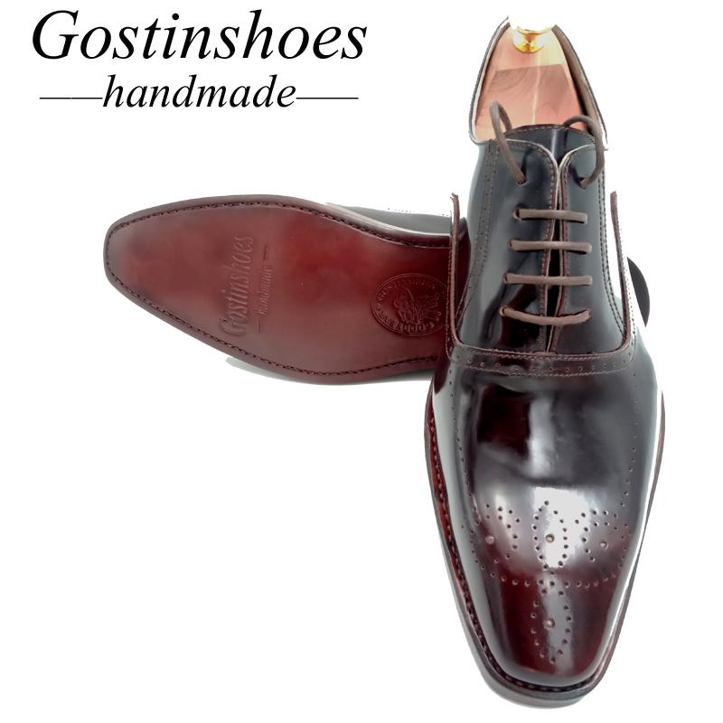 

SALE 44 Goodyear Handmade Welted Men Oxfords Brogues Men Dress Shoes Shoes Lace-up Pointed Toe Formal Genuine Leather Brown
