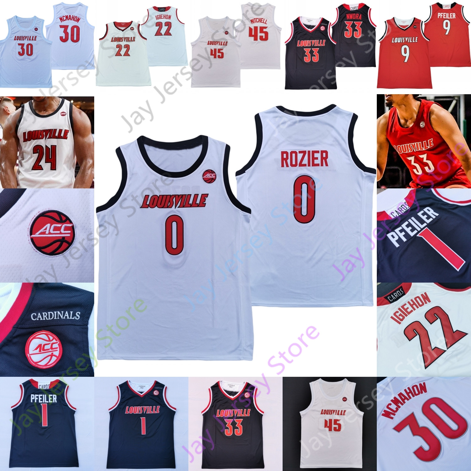

Custom 2020 Louisville NCAA College Basketball Jersey Sutton Rozier Josh Nickelberry Hogan Orbaugh Darius Perry Quinn Slazinski, 2018 white