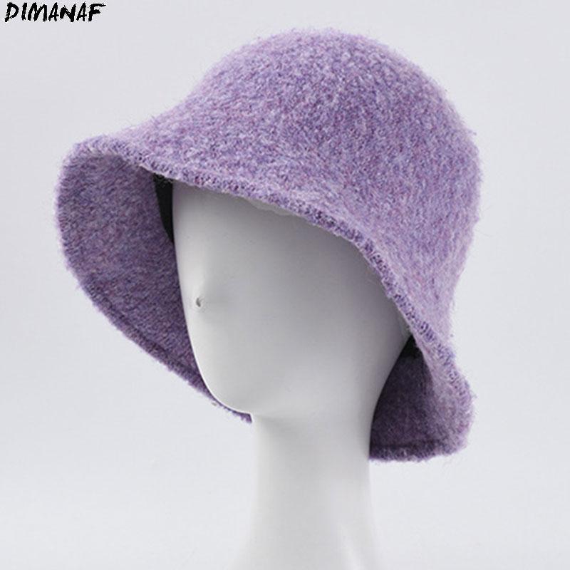 

DIMANAF 2020 New Winter Style Bucket Hat Women Fashion Warm Female Cap Snow Wool Ski Cap Outdoor Foldable Hat Fisherman, Black