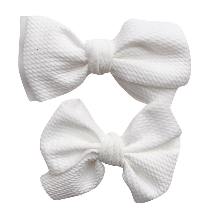 

Newborn Hair Accessories Elastic Baby Hair Band Turban Baby Unisex Two-piece Suite Hairpin Headband Elastic Bow Design Band, Wh