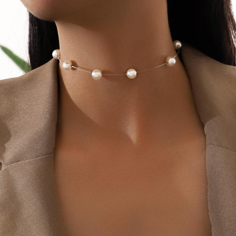 

Chokers DIEZI Simple Imitation Pearl Short Snake Rope Chain Necklace Collar Statement Necklaces For Women Girls 2021 Fashion Jewelry