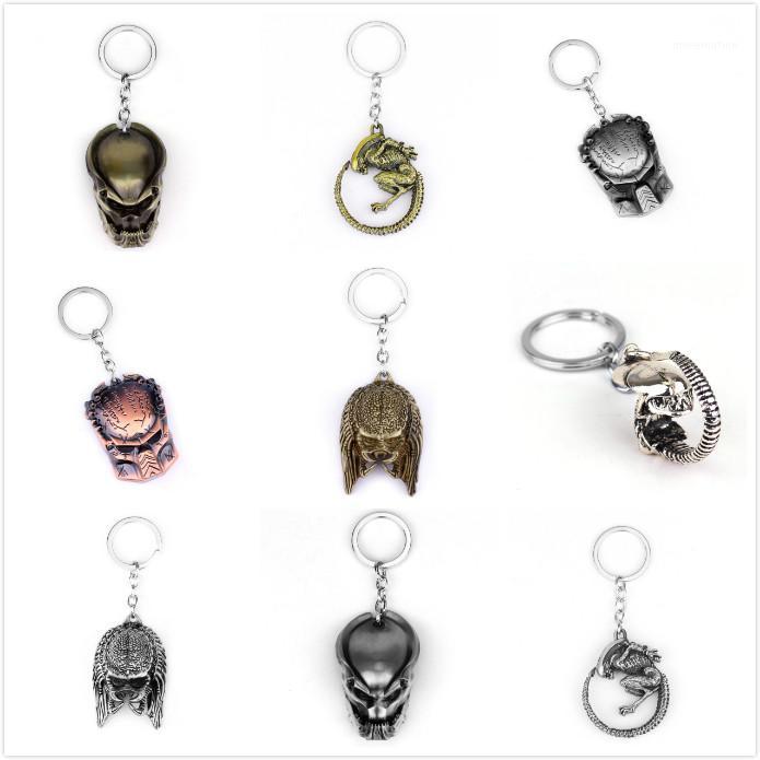

14 Style New Arrival AVP Alien Keychain Mask 3D simulation Metal Key Chain Pendant Key Ring for fans1