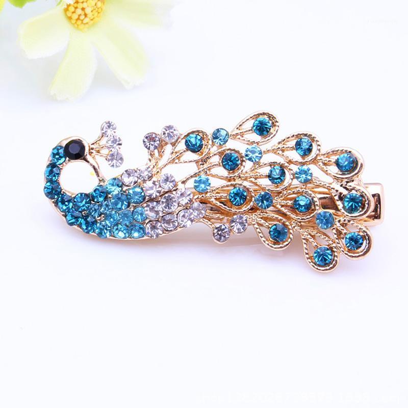 

Hair Clips & Barrettes Fashion Crystal Rhinestone Peacock Hairpins For Women Luxury Elegant Animal Shape Barrette Female Clip Jewelry Access, Golden;silver