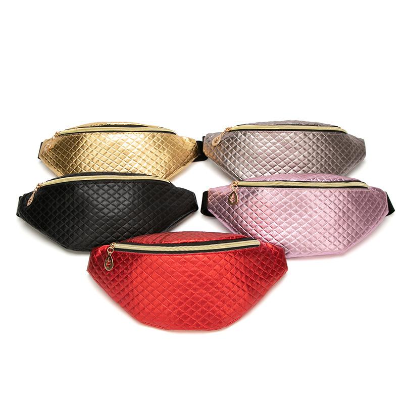 

Plaid Print Adjustable Belt Waist Packs Chest Bag Women Waterproof PU Leather Bum Bags Travel Sprots Purse Pouch Fanny Pack, Black