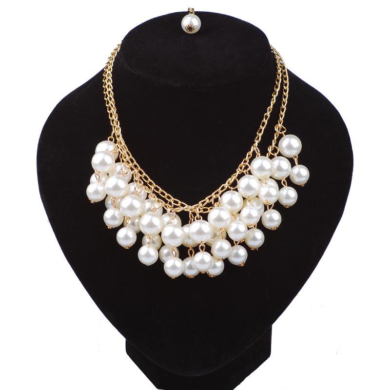 

LEADERBEADS Women's Luxury Multilayer Imitation Pearl Pendant Girl's Romantic Gold Necklace Bridal Elegant Wedding Party Jewelry