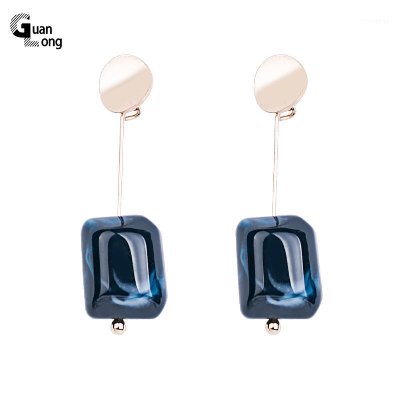 

Gunalong Trendy Dangle Fashion Resin Earring for Women Long Round Gold Metal Dangling Acrylic Drop Earring Elegant Gifts jewelry1