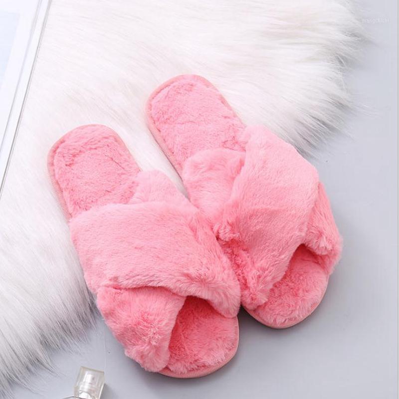 

2020 summer and autumn new cross like slippers sweet flat shoes indoor non slip Plush home shoes1, Black