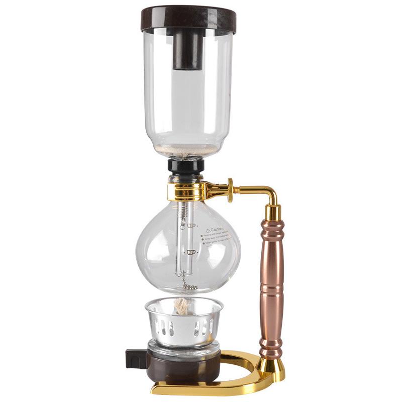 

Japanese Style Siphon Coffee Maker Siphon Pot Vacuum Coffee Maker Glass Type Machine Filter 3 Cups Gold