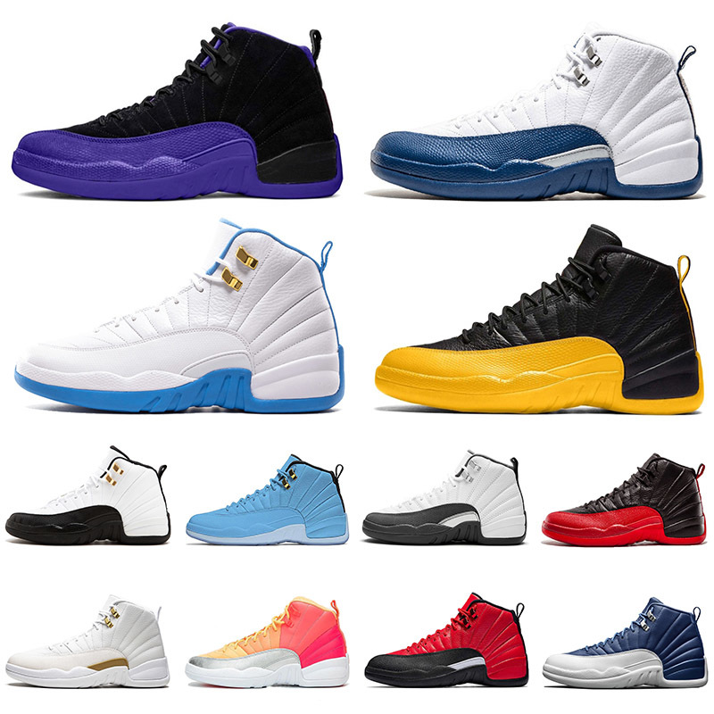 New Arrival 2020 Jumpman DARK CONCOR 12 Mens Boots Shoes 12s Stone Blue Satin\rBoots\rRetro Golden FIBA Trainers Men Sneakers