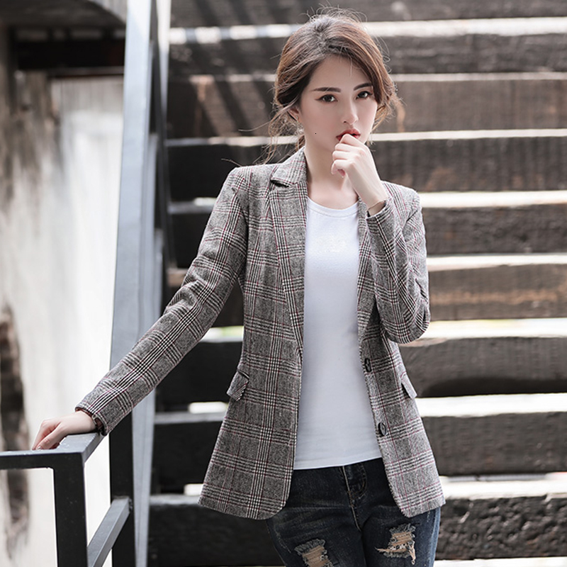 

Summer Spring From Women in the Vintage Blazers Plaid Jackets Work Lady Thin Office Double Suit Breasted Female Blazer Jacket Business Acwi, Games