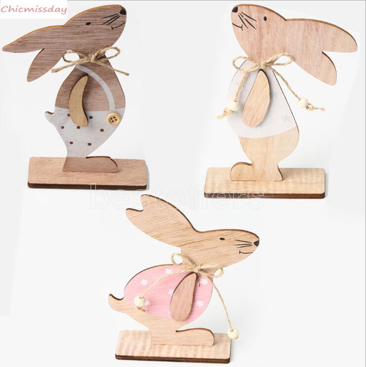 

Wooden Easter Bunny Toy Easter Bunny Tabletop Decoration Creative Home Decoration Wooded Furnishing Kids Gift Party Supplies Fast