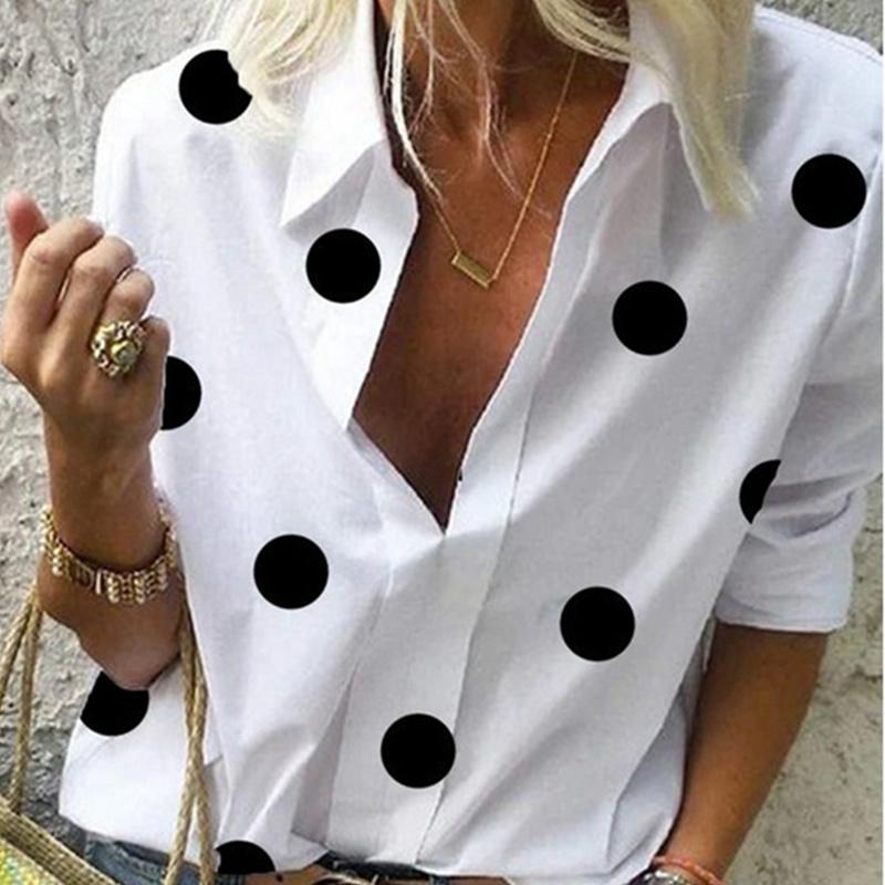 

Black Polka Dots Printed Women Blouse Shirt V-Neck Long Sleeve Female Blouses Pullovers 2021 Summer Autumn Sexy Tops Blusas, Blue