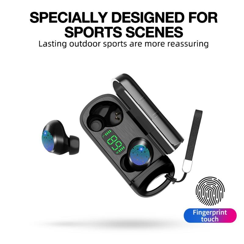 

Wireless Bluetooth Earphone with Microphone Sports Waterproof Wireless Headphones Headsets Touch Control Music Earbuds For Phone, Black