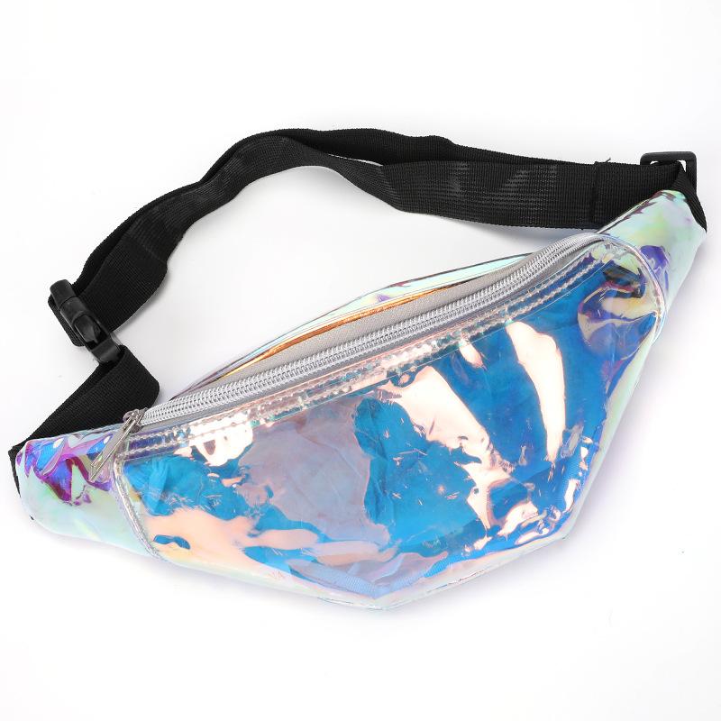 

Holographic Women Fanny Pack discolor Belt Bag Shiny Neon Laser Hologram Waist Bags Travel Shoulder Bag Party Rave Hip Bum, Sky blue