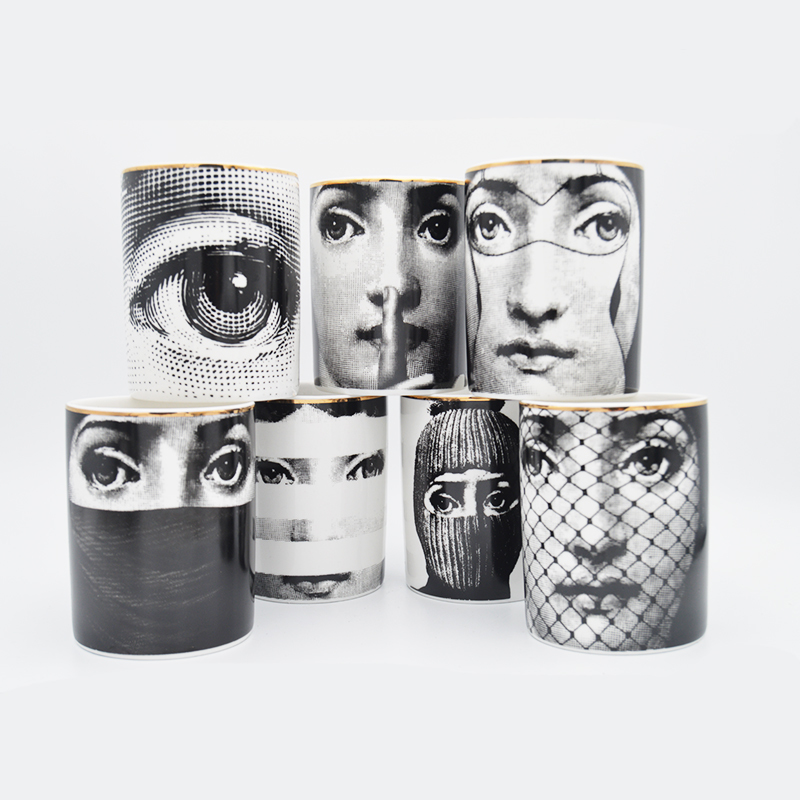 

Human Face Candle Holder Cramic Milan Home Desk Sitter Classical Yoga Room Decorative Candle Jar Dressing Makeup Pen Holder Y1221