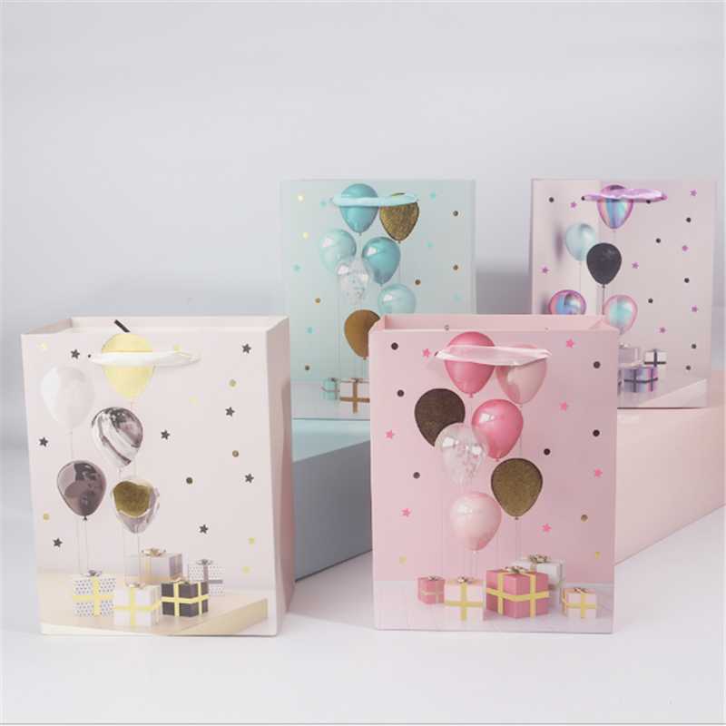 

1pcs Paper Gift Bags with Handles foil Party Bags Candy Box Baby Shower Birthday Party Supplies