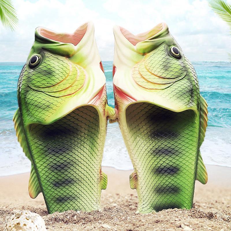 

Family Funny Fish Shoes Women Large Size 32-47 High Quality PVC Girls Summer Shoes Beach Slippers Woman Slides1, Orange