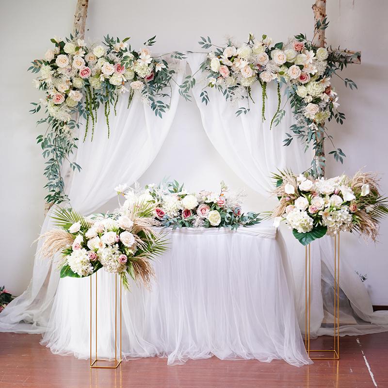 

Event Party Decoration Flower Runners Home Hotel Table Flower Rose Artificial Wedding Centerpieces, White 3