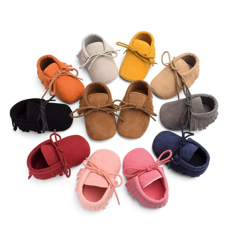 

Newborn Infant Tassel Shoes Boys Girls Soft Fashionable Footwear With Fringe Toddler Solid Color Baby Crib Shoes PU Moccasins, Color 3